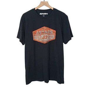 Alpinestars Mens Graphic Crew Neck T-Shirt Black Cotton Short Sleeves Size L